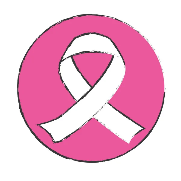 Emblema câncer de mama imagem ribon — Vetor de Stock