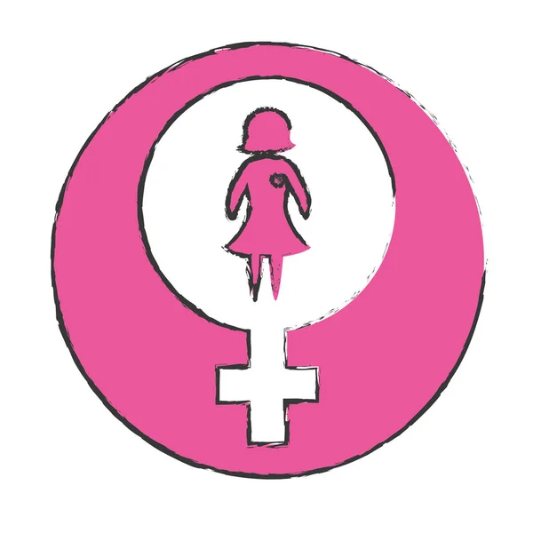 Bulle emblème avec une femme à l'intérieur de la défense — Image vectorielle