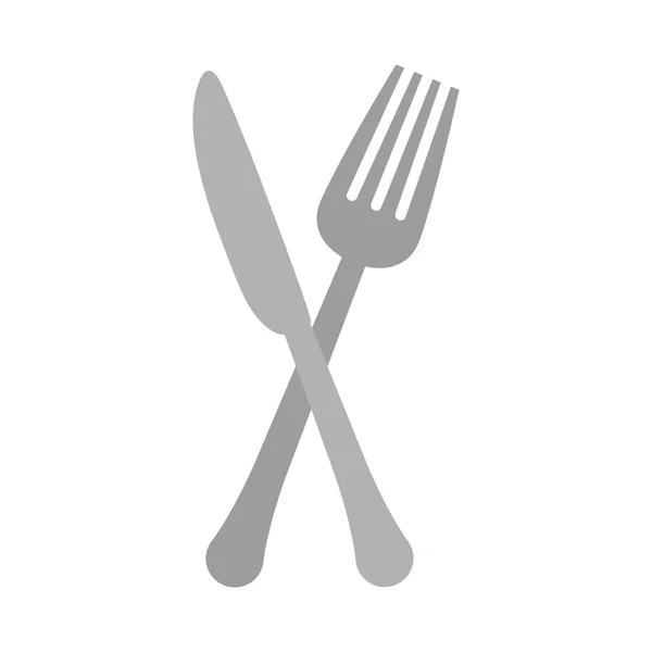 Projeto de ícone de faca e garfo cinza — Vetor de Stock