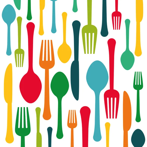 Coloridos utensilios de cocina icono de fondo — Archivo Imágenes Vectoriales