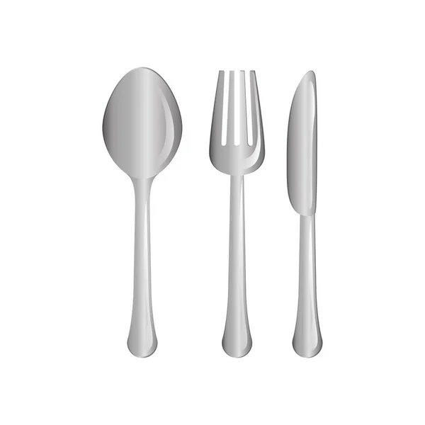 Silver cutlery icon image design — Stock Vector