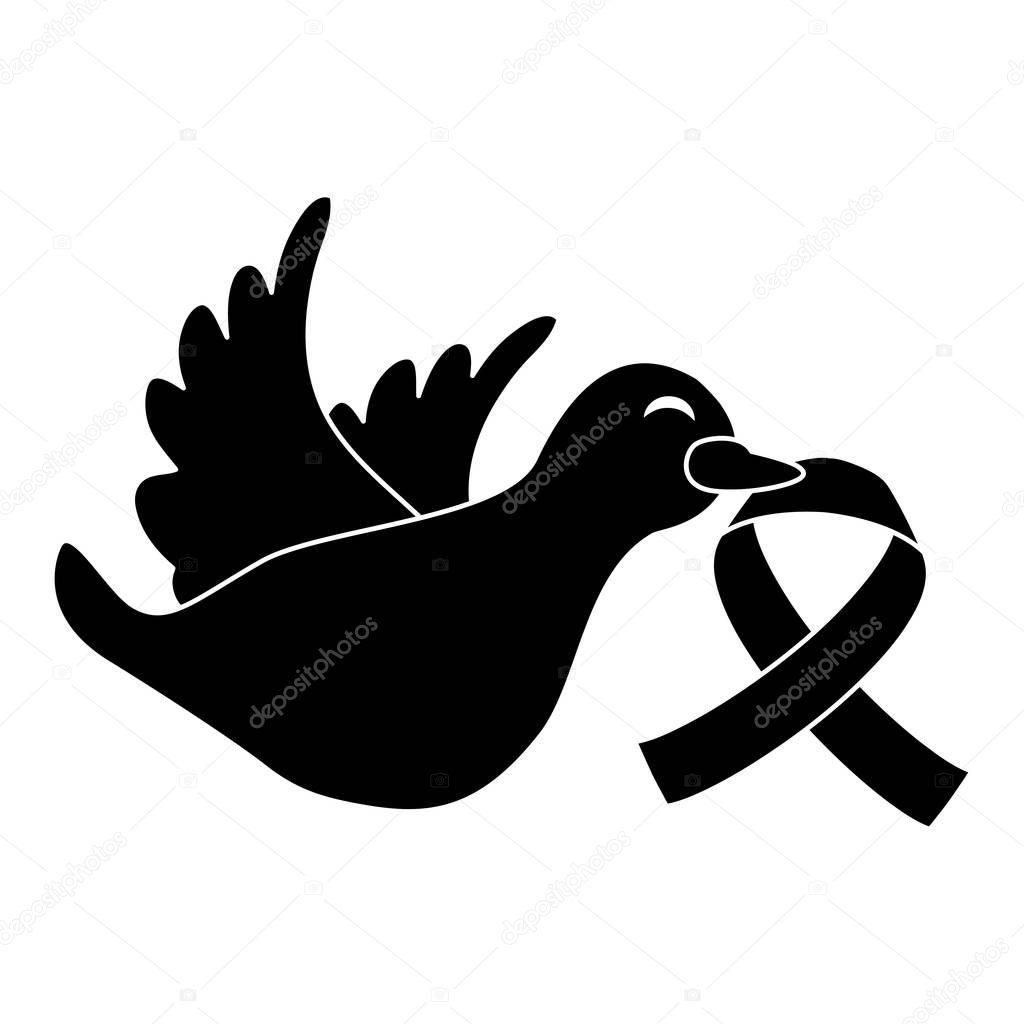 black dove with breast cancer symbol in the beak