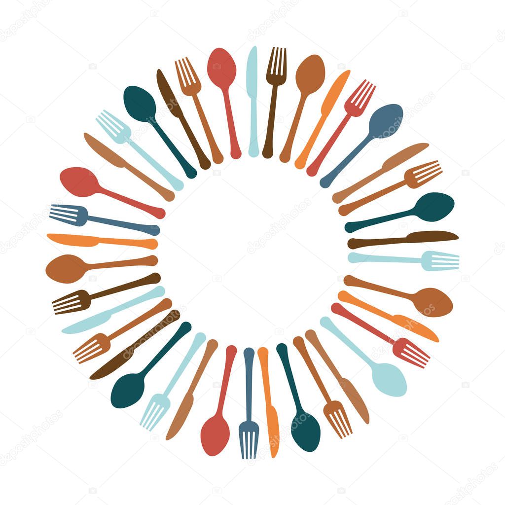 Colorful kitchen utensils icon image