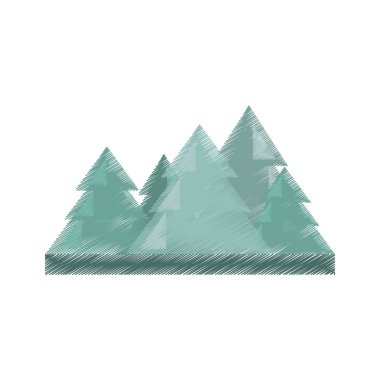 Çizim çam ağacı seyahat manzara doğa