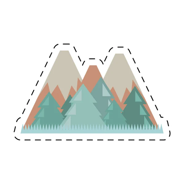 Montagnes Voyage paysage nature ligne coupée — Image vectorielle