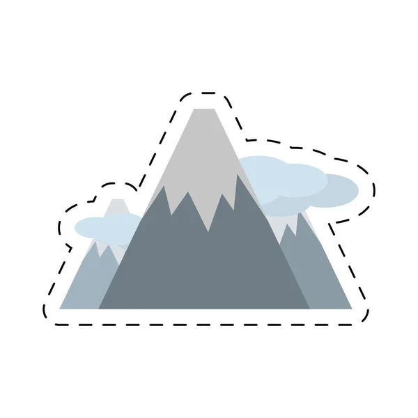 Snow mountain climbing travel adventure cut line — Stock Vector