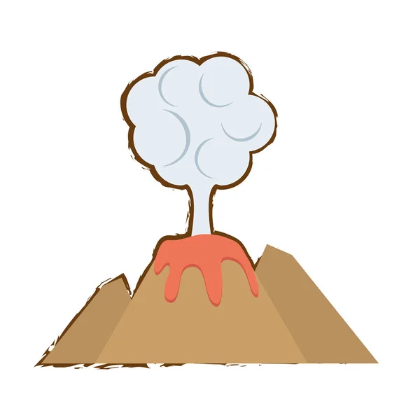 Erupción volcan lava montaña nube color bosquejo — Vector de stock