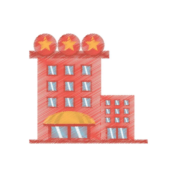 Dessin bâtiment hôtel hébergement étoiles — Image vectorielle
