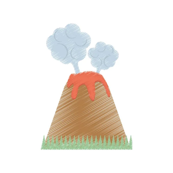 Çizim volcan patlama lav dağ bulut