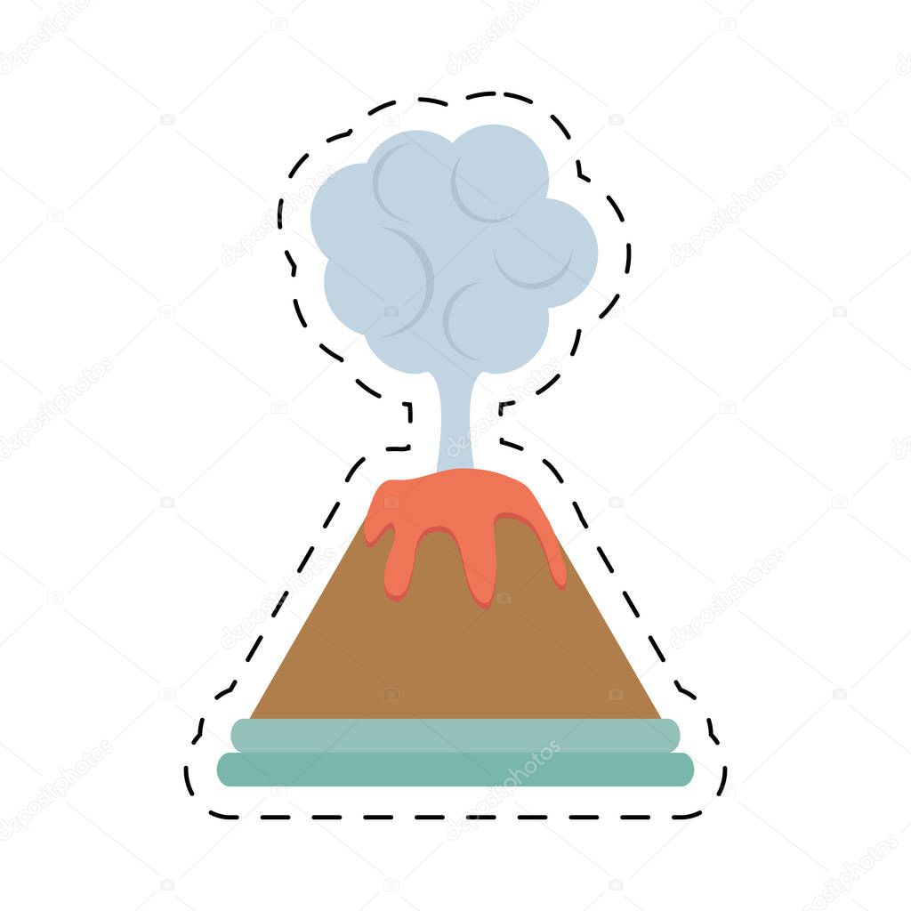 volcan eruption lava mountain cloud cut line