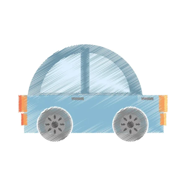 Dibujar turismo de transporte de coche azul — Vector de stock