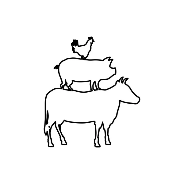 Boeuf, poulet et porc — Image vectorielle