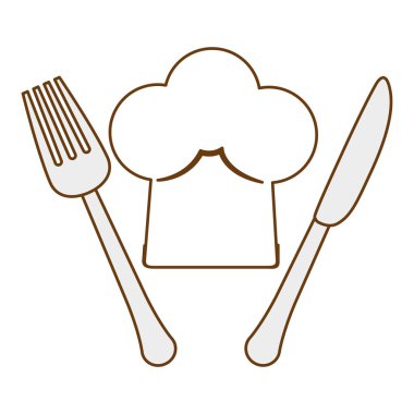 siluet çatal ve bıçak Şef şapkalı