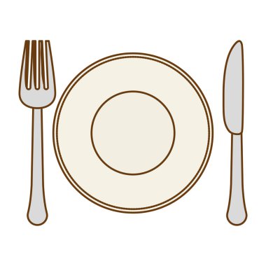 gümüş çatal, bıçak ve plaka simgesi görüntü