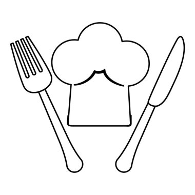 Şekil çatal ve bıçak Şef şapkalı