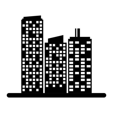 siyah binalar ve şehir sahne çizgi etiket