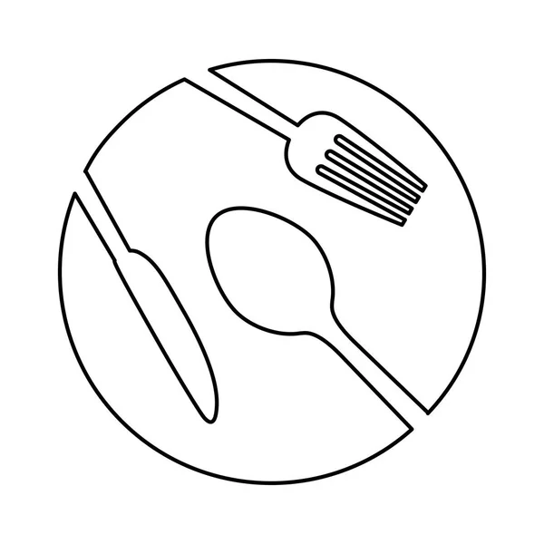 Figura placă cu imagine pictogramă tacâmuri — Vector de stoc