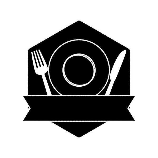 contour table with plate, fork and knife