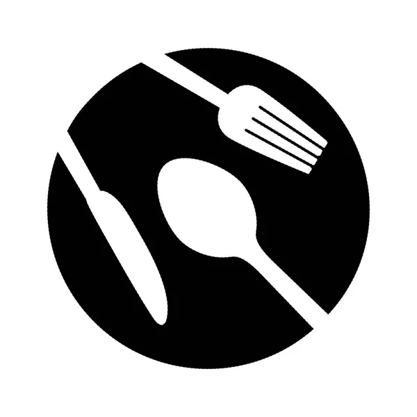 Placa de contorno com imagem de ícone de talheres — Vetor de Stock