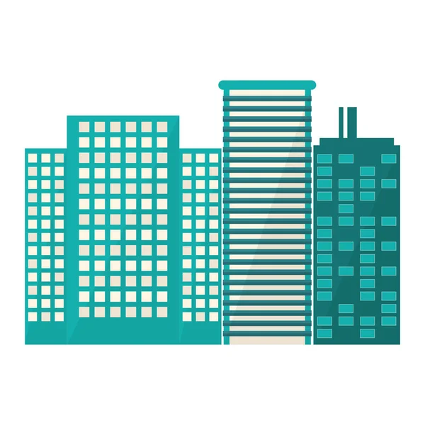 Blå byggnader och staden scen linje klistermärke — Stock vektor