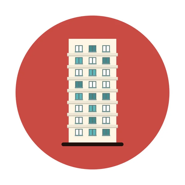 Símbolo apartamento edificio línea pegatina — Vector de stock
