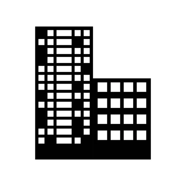 Silhouette Gebäude und Stadtbild Linie Aufkleber — Stockvektor