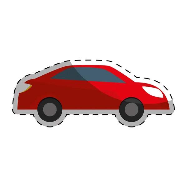Vermelho carro cidade cena imagem design — Vetor de Stock