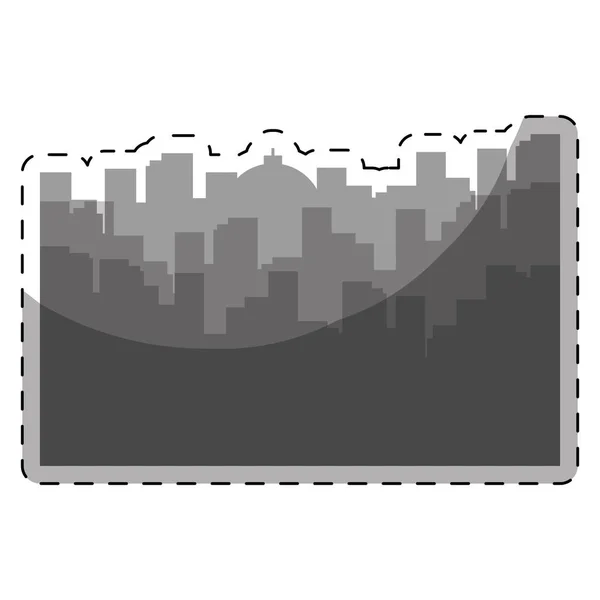 Scena della città in scala di grigi con immagine di costruzione — Vettoriale Stock