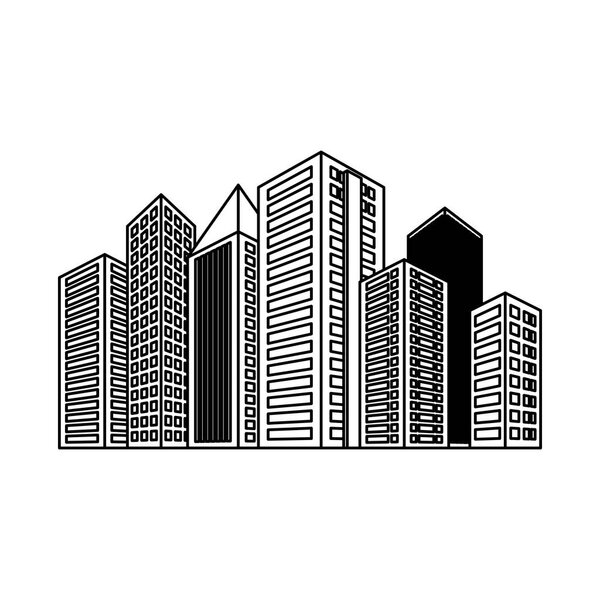 figure buildings and city scene icon image