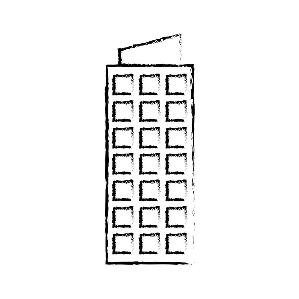 Perfil edificio línea pegatina imagen — Vector de stock