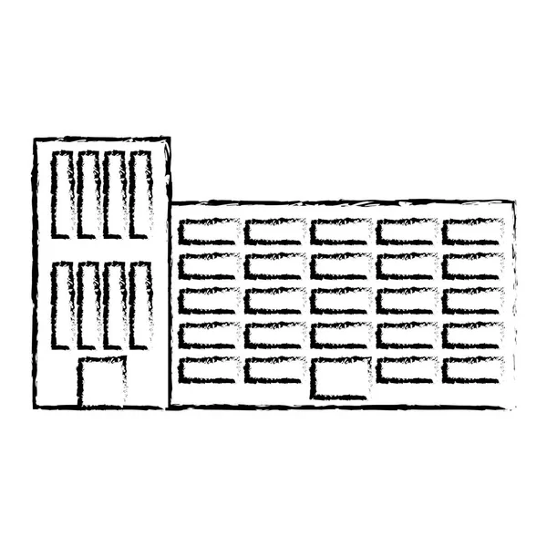 Profile city school building line sticker — Stock Vector