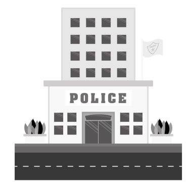 gri tonlamalı polis karakolu simge görüntüsü