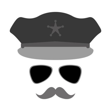 gri tonlu şapka, gözlük ve bıyık polis