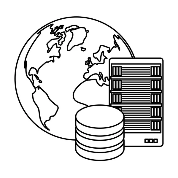 Ikona transparent rysunek globalnej bazy danych serwera — Wektor stockowy