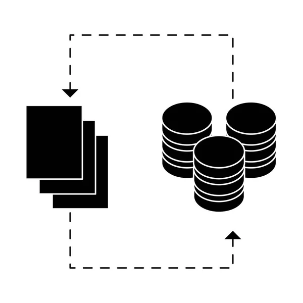 Desenho de imagem de ícone de banco de dados distribuído preto — Vetor de Stock