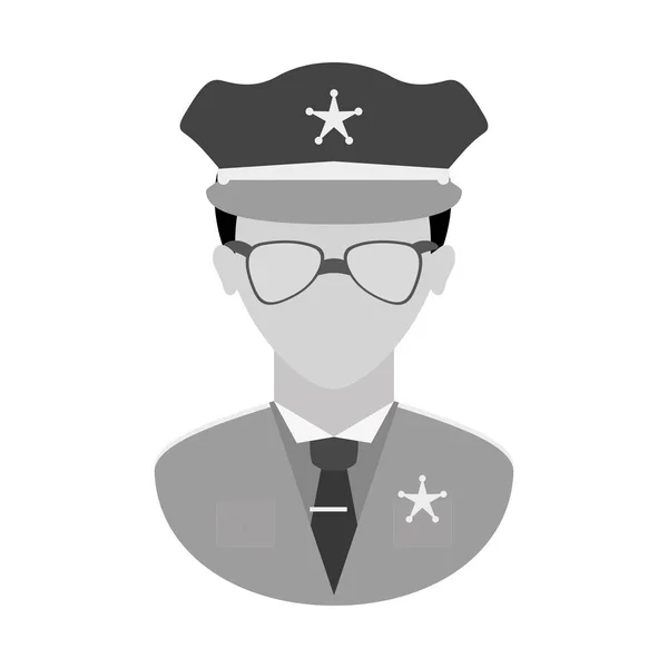 Grayscale police officer icon image — Stock Vector