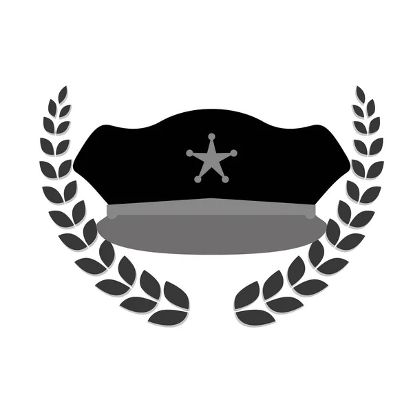 Imagen icono de insignia de policía escala de grises — Vector de stock