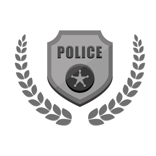 Gri tonlamalı polis rozeti simge görüntüsü — Stok Vektör