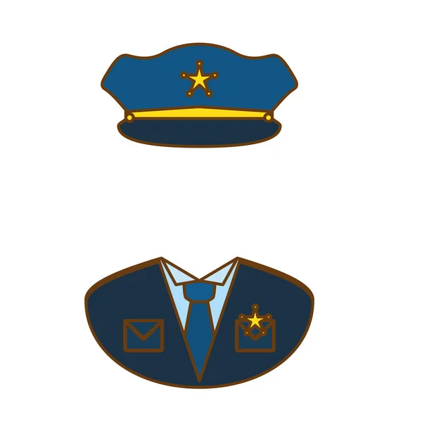Azul policía uniforme icono imagen — Vector de stock