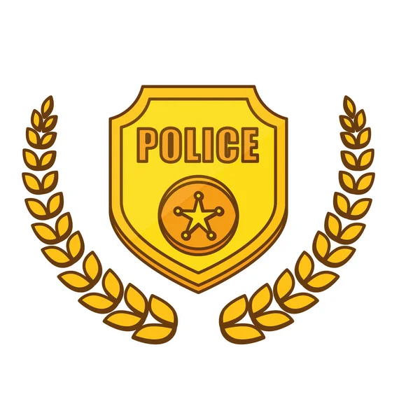Oro policía insignia icono imagen — Vector de stock