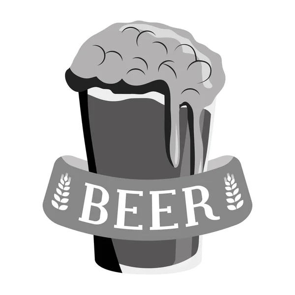 Diseño de imagen icono de cerveza de vidrio escala de grises — Vector de stock