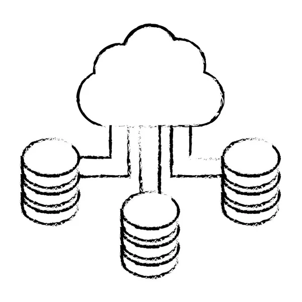 Şekil bulut barındırma veri merkezi — Stok Vektör