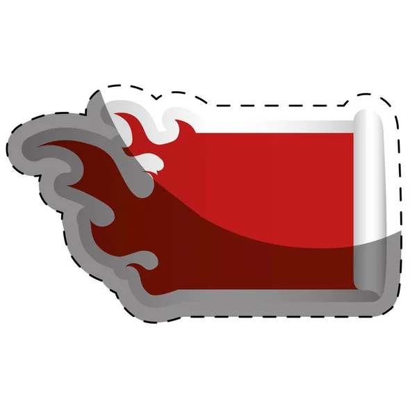 Fogo chamas forma imagem ícone emblema vermelho em branco — Vetor de Stock