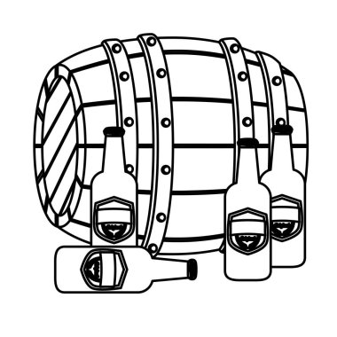 Kontur ahşap varil bira şişeleri ile