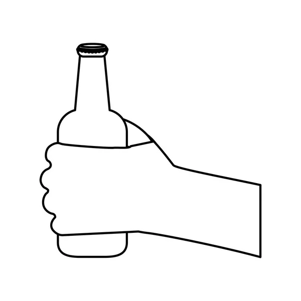 Figur flaskor öl i hand ikon design — Stock vektor