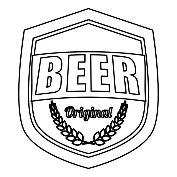 Kontur Bier verwandte Emblem Symbolbild — Stockvektor