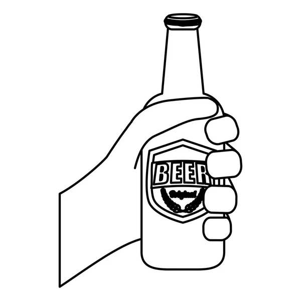 手のアイコン デザインのビールのボトルを図 — ストックベクタ