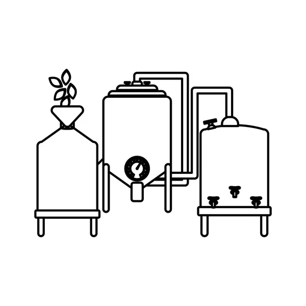 輪郭ビール タンク アイコン イメージのデザイン — ストックベクタ