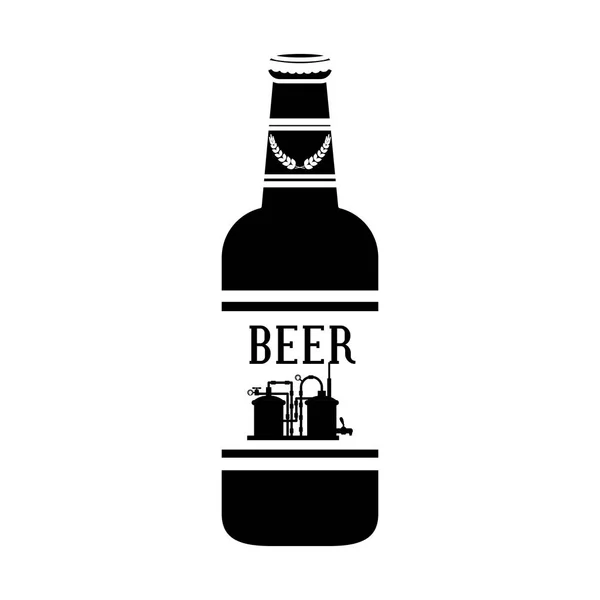 ビール アイコン デザインの黒のボトル — ストックベクタ