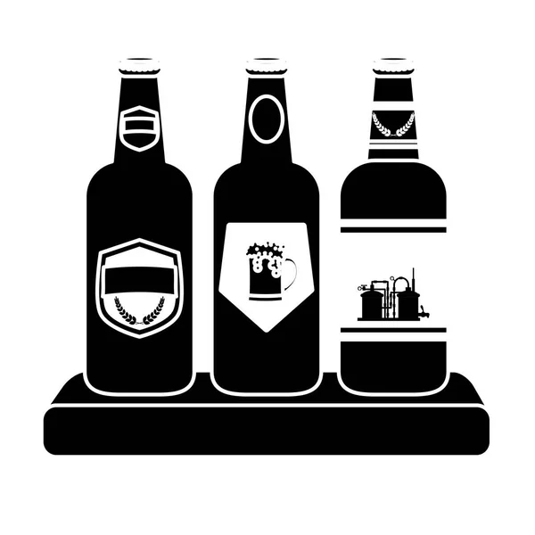 Czarny butelek piwa ikona obrazu — Wektor stockowy